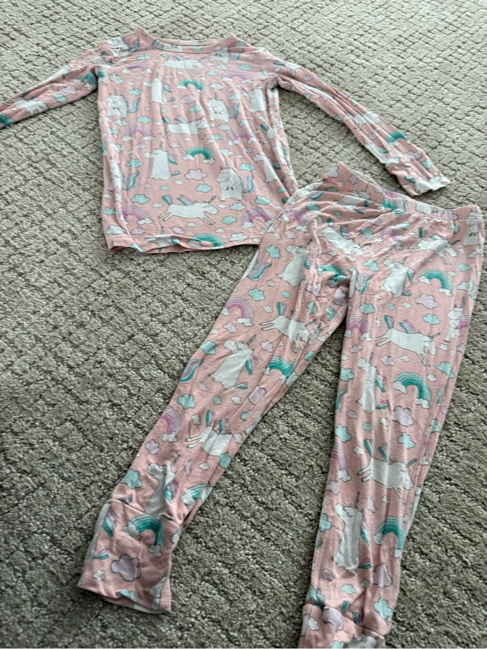 Posh Peanut Pink Unicorn & Teal Rainbow Pajama Set